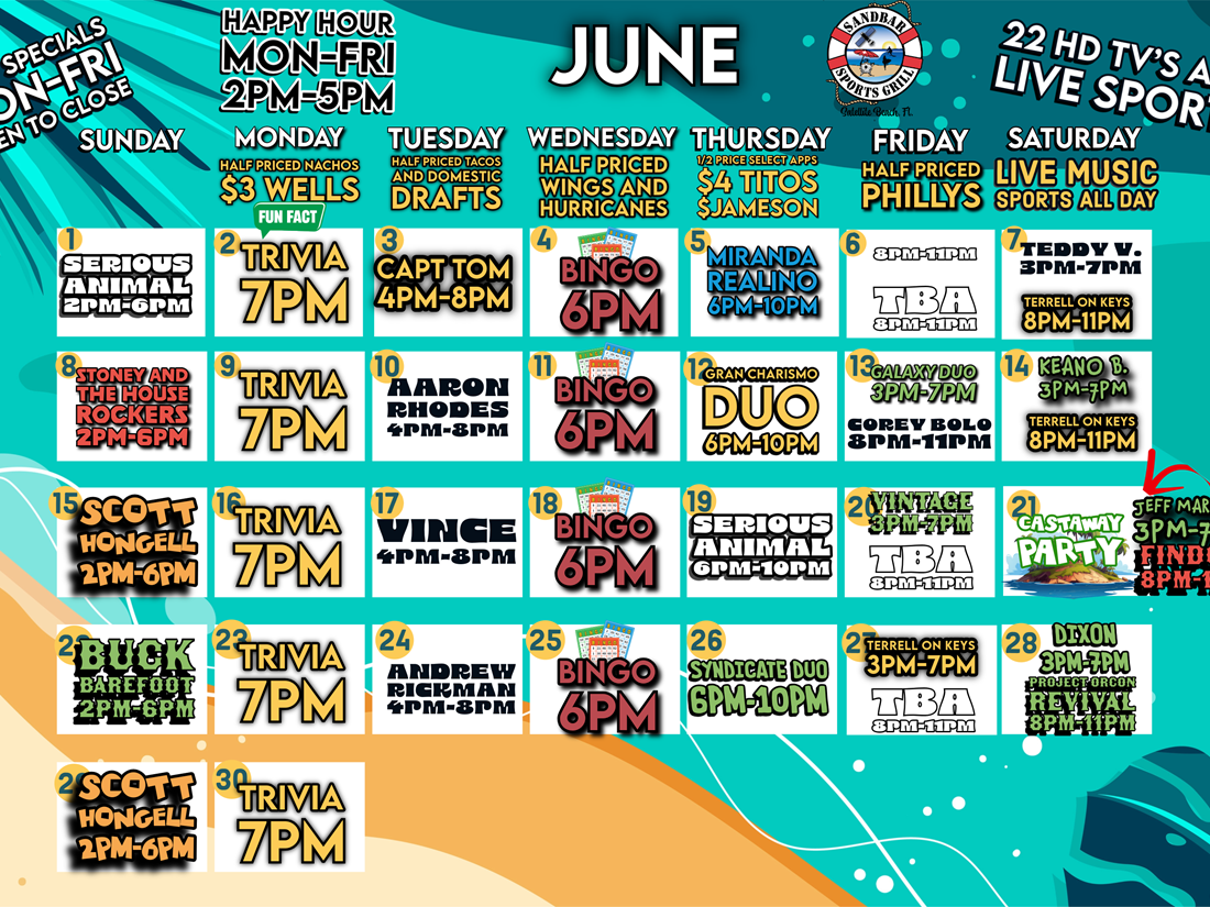 Calendar of events for june